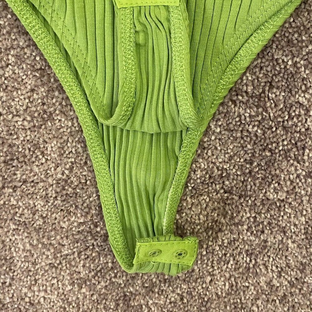 Zara Lime Green Ribbed Crisscross Bodysuit - Picture 7 of 16